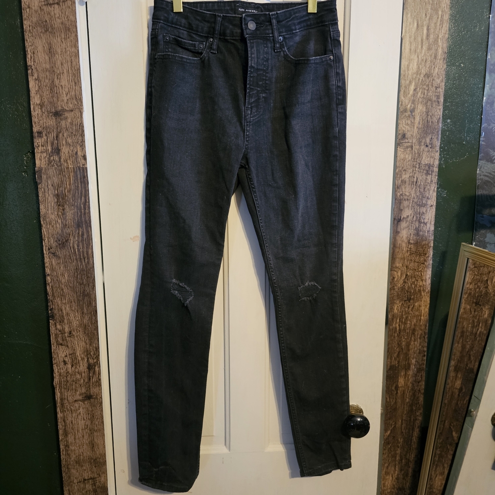 Women's Black Skinny High Rise Distressed Jeans